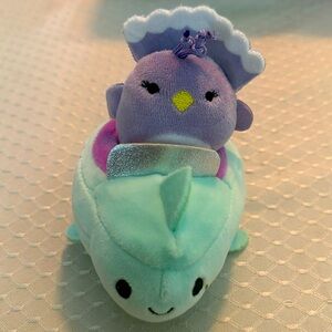 Squishville Mini Squishmallow Plush Elina The Peacock in Vehicle